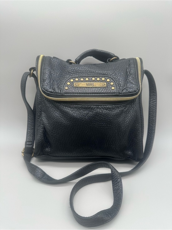 Vans Handbags - Vans Black Pebbled Pleather Crossbody with Brass Stud Accents